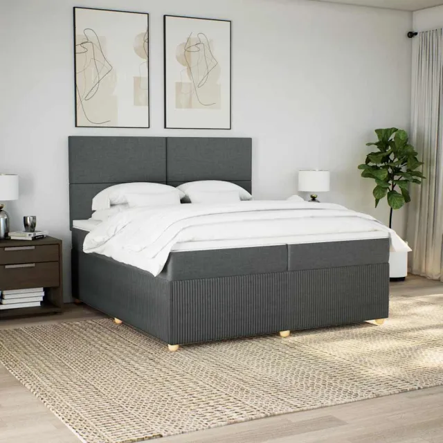 vidaXL Boxspring met matras stof donkergrijs 200x200 cm grijs