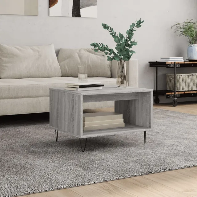vidaXL Salontafel 60x50x40 cm bewerkt hout grijs sonoma eikenkleurig, foto 2
