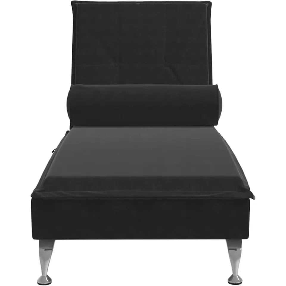 vidaXL Massage chaise longue met bolster fluweel zwart