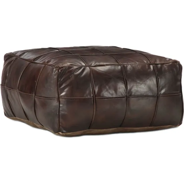 vidaXL Poef 60x60x30 cm echt geitenleer donkerbruin