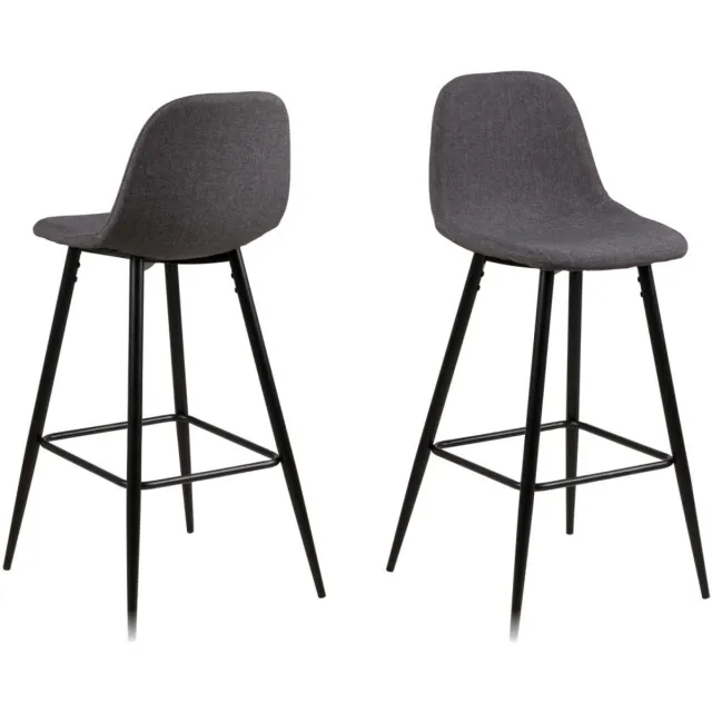 Giga Living Barkruk Willy - Grijs/Zwart - Zithoogte 75cm - Set van 2