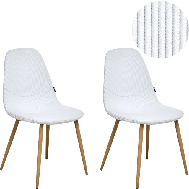Beliani HILDEN - Eetkamerstoel set van 2 - Wit - Corduroy