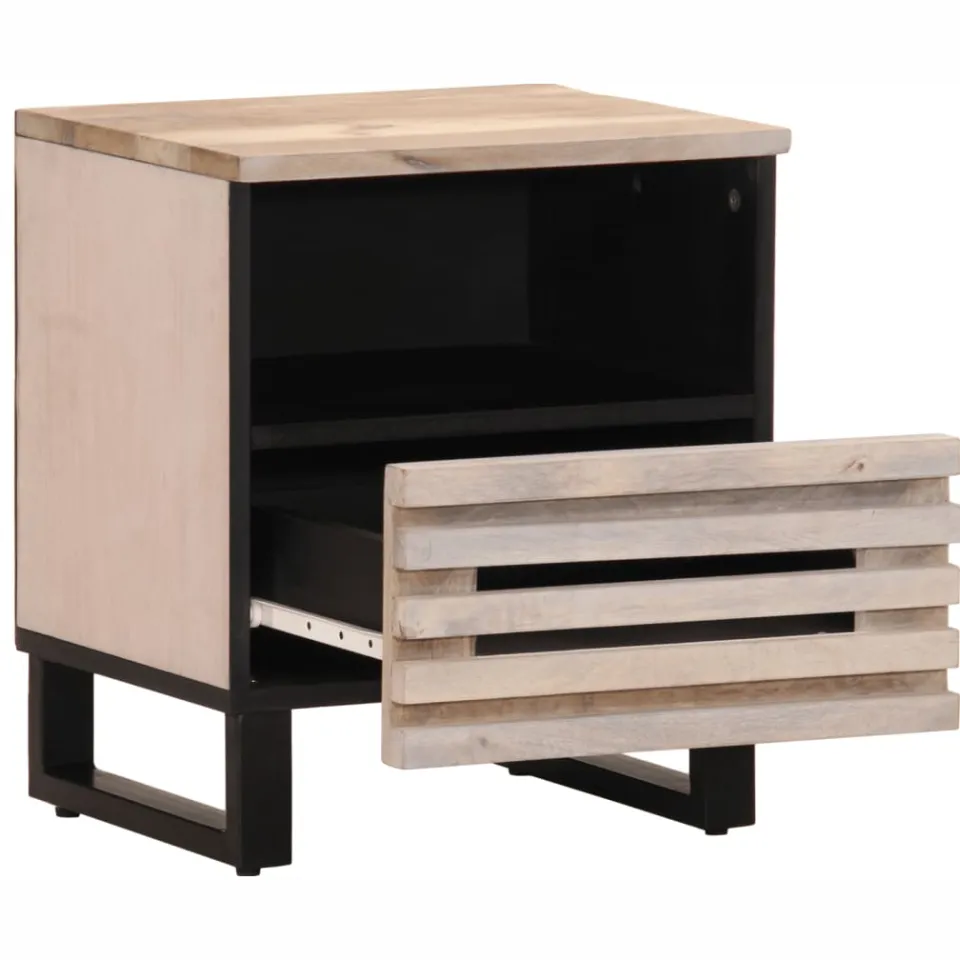 vidaXL Nachtkastje 40x34x46 cm massief gebleekt mangohout bruin, foto 2