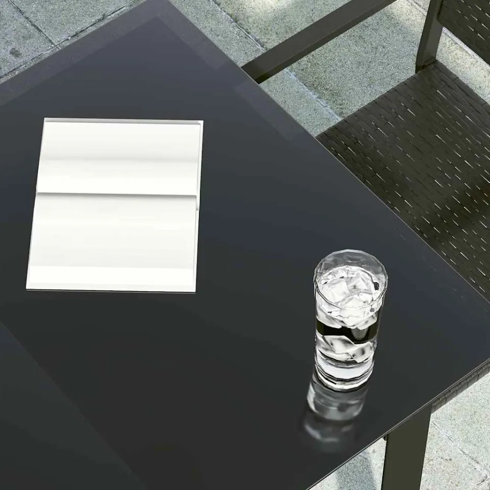 vidaXL Tuintafel 140x70x74 cm staal en glas zwart, foto 4