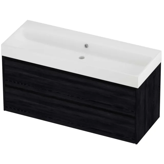Proline Podium Badmeubelset Polystone Loft Enkel 120x46x62 cm Mat White Black Oak Eiken