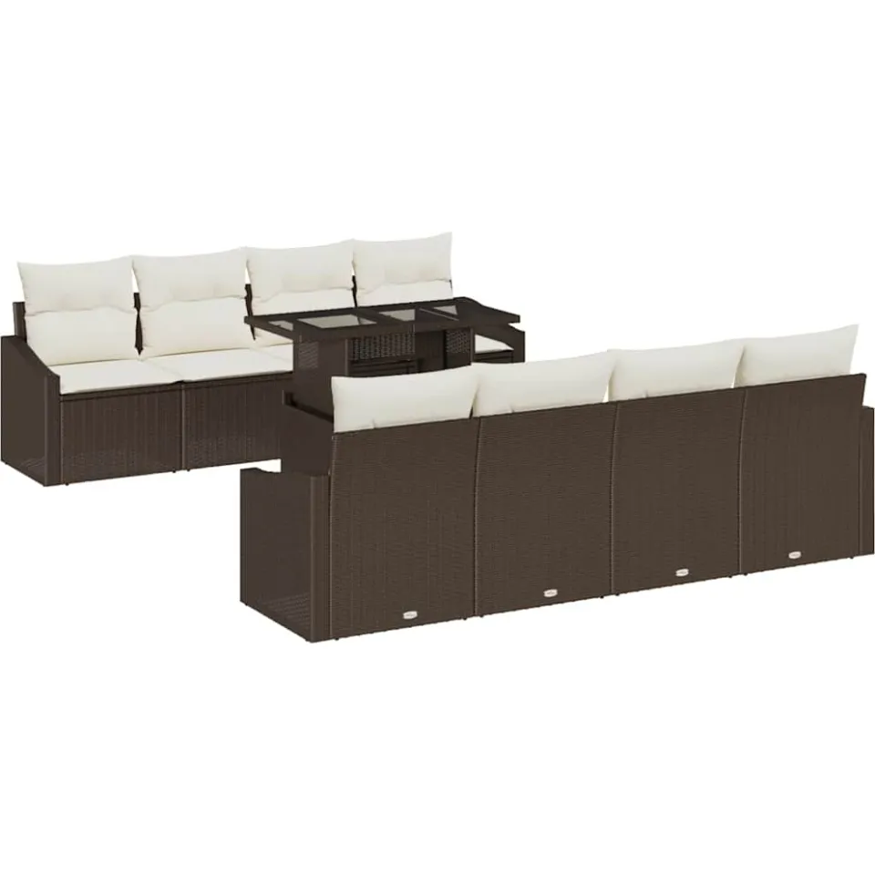 vidaXL Tuin Sofa Set 9 st Bruin poly rattan Lichtgrijs