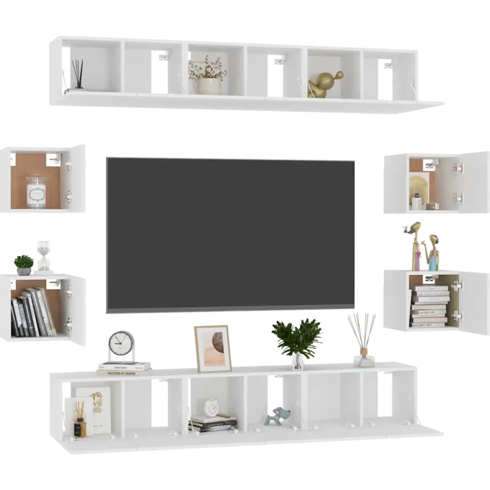 vidaXL 10-delige Tv-meubelset bewerkt hout wit
