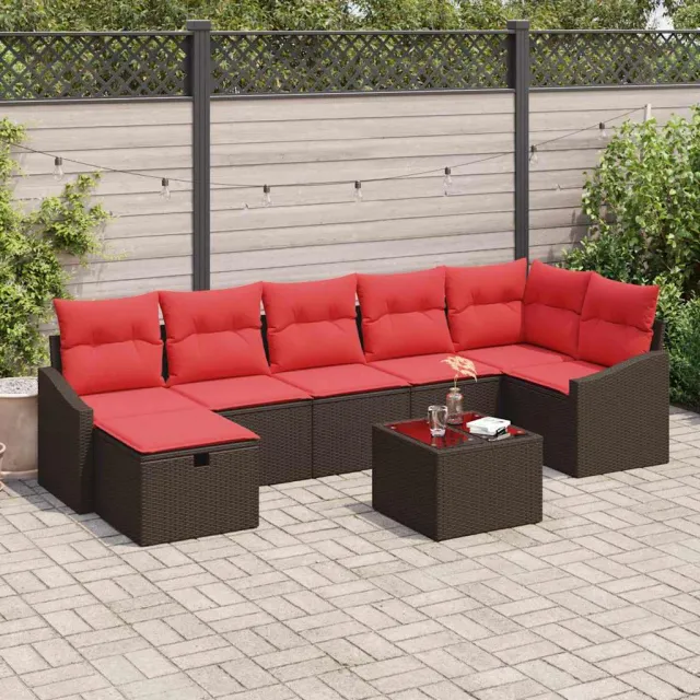 vidaXL Bankstel 8 st poly rattan Zwart