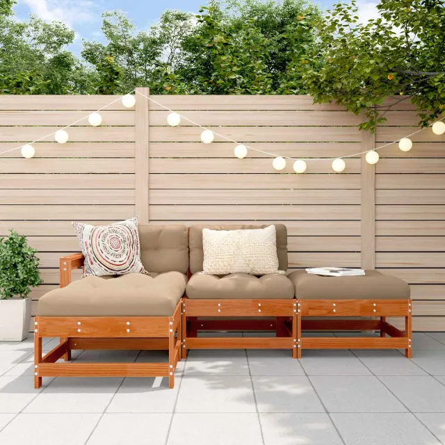 vidaXL Tuin loungeset 4 st Wasbruin Massief grenenhout bruin, foto 2