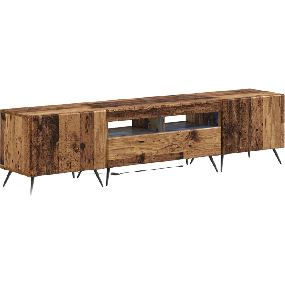 vidaXL LED tv-meubel BREDA 3 st Oud hout Bewerkt hout Grijs