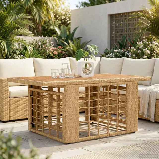 vidaXL Tuinstafel met opklapbare functie Naturel 100 x 55 x 37 cm Bruin