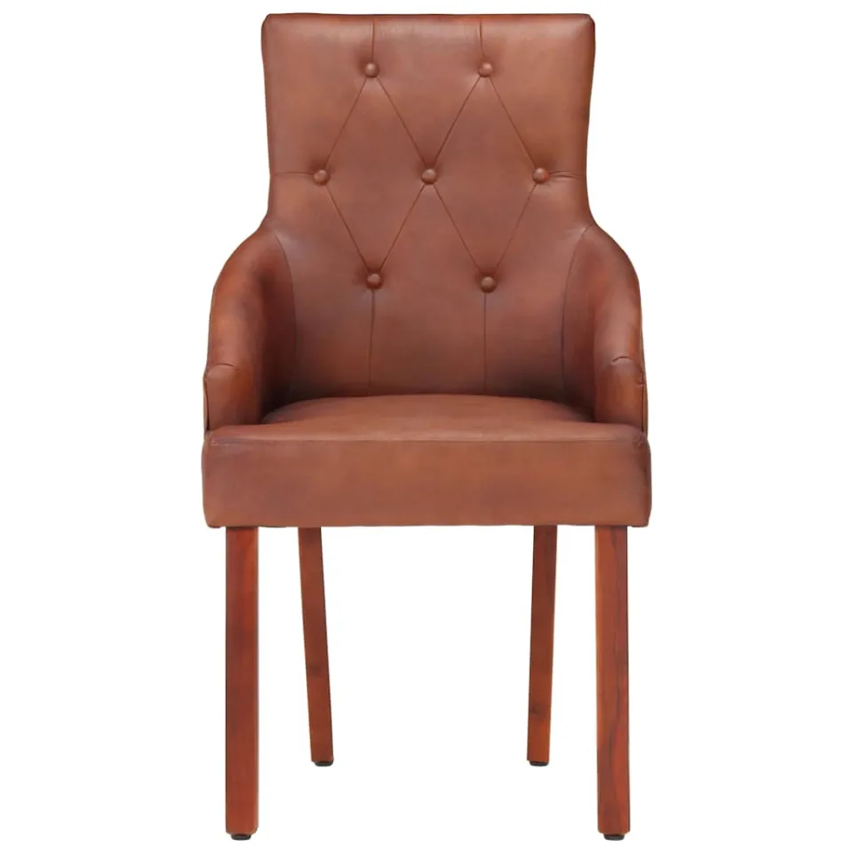 vidaXL Eetkamerstoelen 4 st echt geitenleer bruin, foto 3
