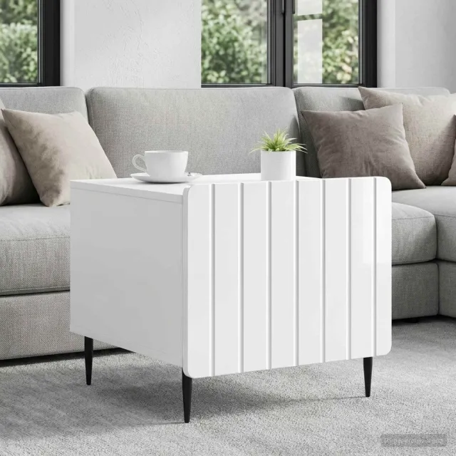 vidaXL Salontafel met lade Hoogglans Wit 49 x 50 x 42 cm Bewerkt hout, foto 2