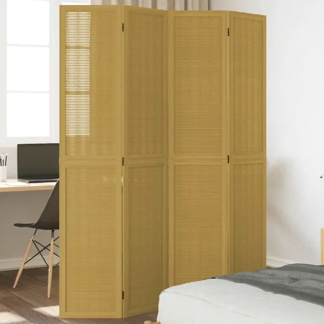vidaXL Kamerscherm met 4 panelen massief paulowniahout bruin, foto 2