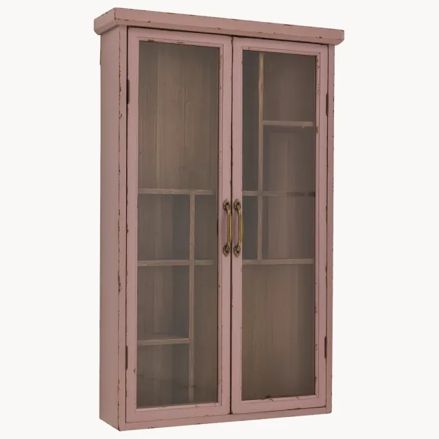 Bloomingville Houten vitrinekast Hazem Transparant, Roze