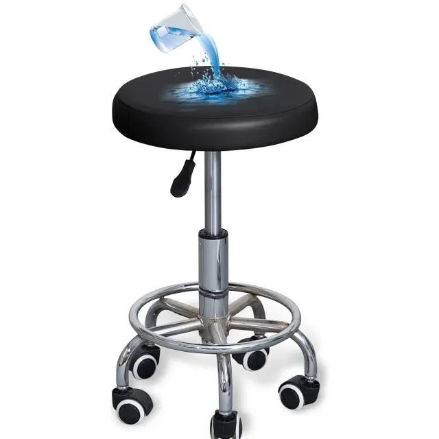 Famanu Ronde krukhoezen set van 2 stuks, waterdichte hoes voor barkrukken en bureaustoelen, PU-zitkussen, ideaal voor eetkamerstoelen en ronde krukken wit