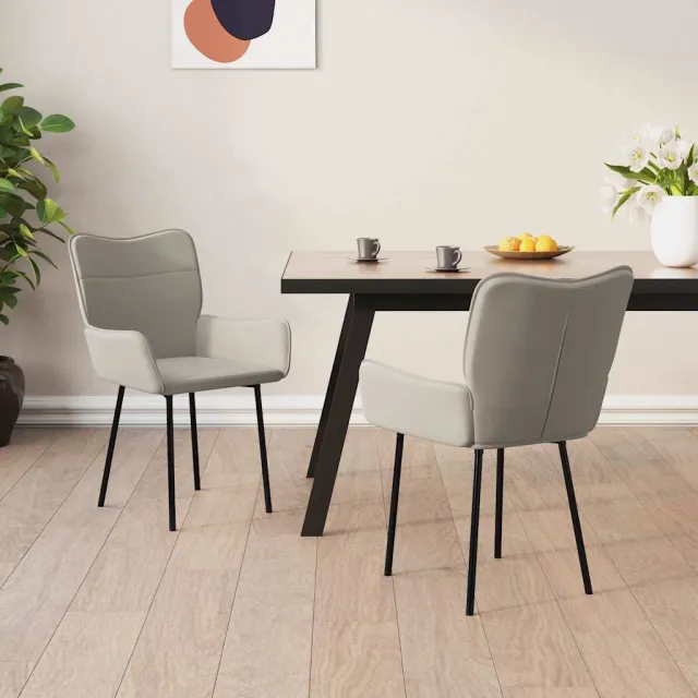 vidaXL Eetkamerstoelen 2 st fluweel lichtgrijs grijs, foto 2