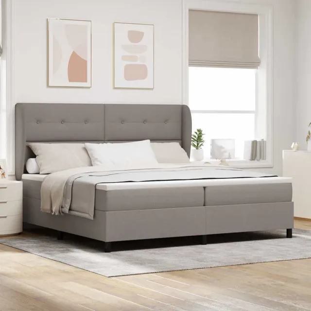 vidaXL Boxspring bed met hoofdeinde Taupe 200 x 200 cm Stof
