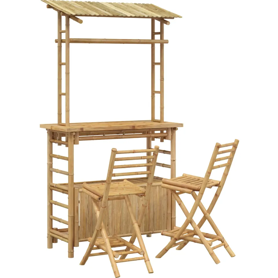 vidaXL Buitenbar tafel en krukken 3 st 2-zits Naturel Bamboe, foto 3