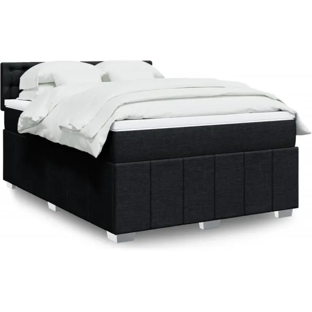 vidaXL Boxspring met matras stof zwart 160x200 cm