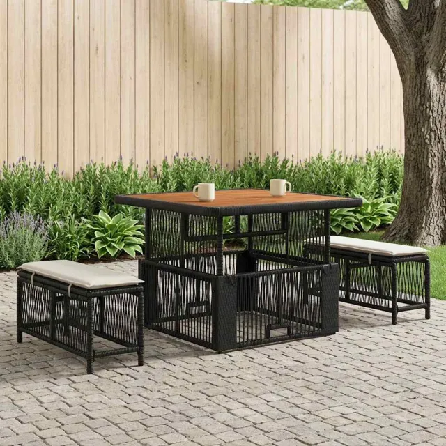 vidaXL Tuin eettafelset 3 st 2-zits Beige en Crème poly rattan Zwart