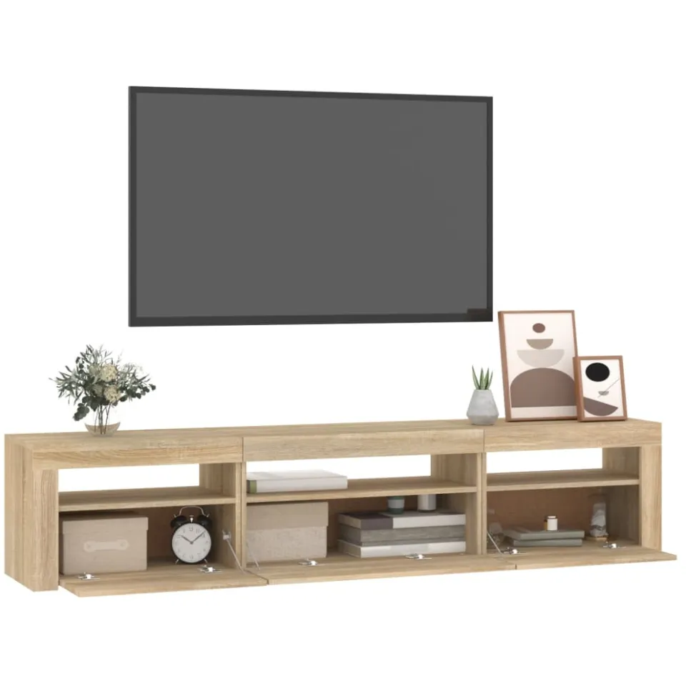 vidaXL Tv-meubel met LED-verlichting 195x35x40 cm sonoma eikenkleurig, foto 3