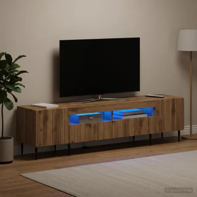 vidaXL 3-delige LED TV-kast ZWOLLE Artisanaal eiken Bewerkt hout Grijs