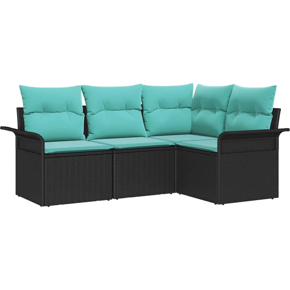 vidaXL Tuin Sofa Set 4 st Zwart poly rattan