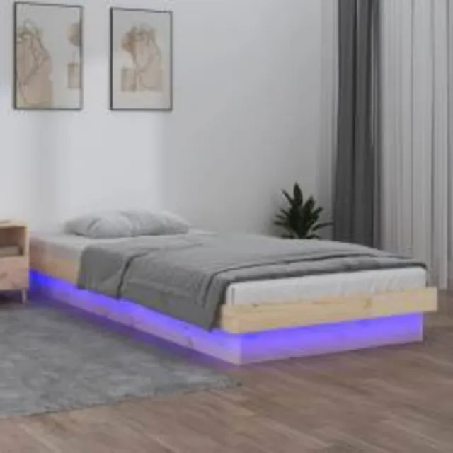 vidaXL Bedframe LED massief hout 100x200 cm bruin