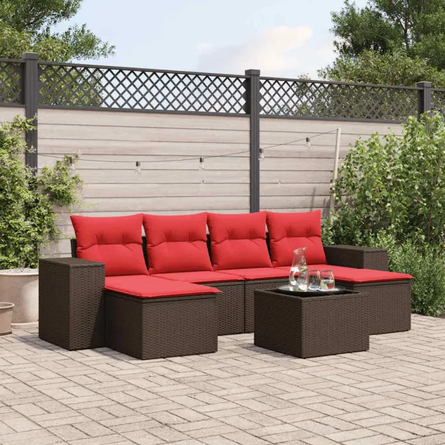 vidaXL 7-delige tuinbankset met kussens, bruin polyrotan, foto 2