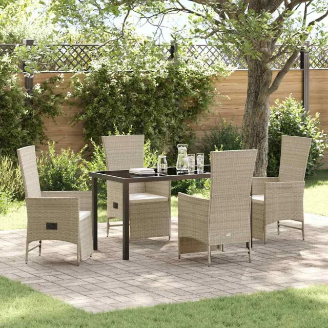 vidaXL Tuin eettafelset 5 st Beige poly rattan