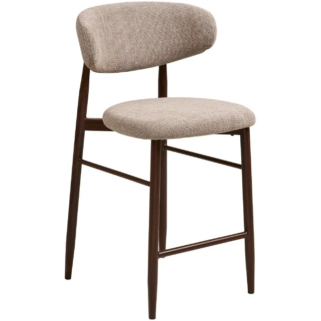 Nest of Nora Set van 2 - Nest of Nora Keuken barkrukken met rugleuning Olan - Houtlook eiken poten - Walnoot Walnoot bruin