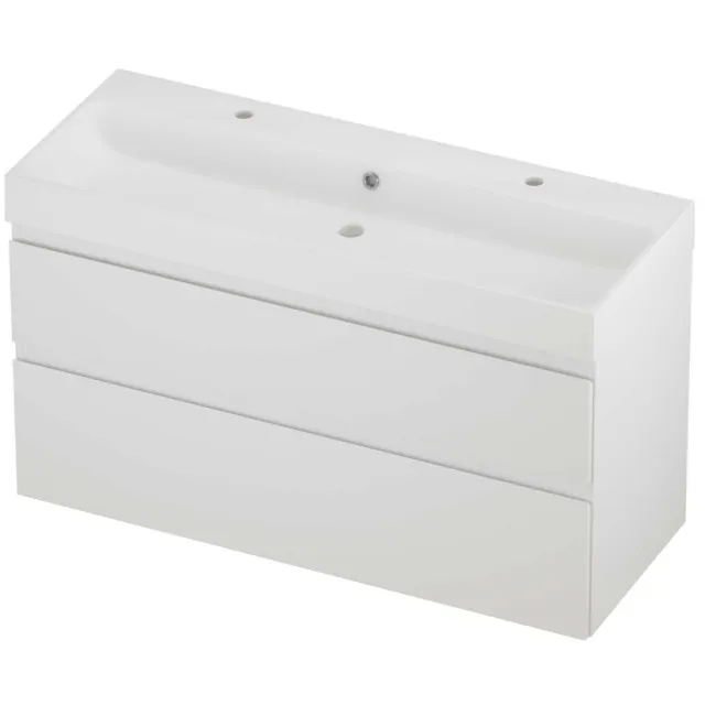 Proline Podium Badmeubelset Polystone Loft 2 Kraangaten 120x46x70 cm Mat White Mat Wit
