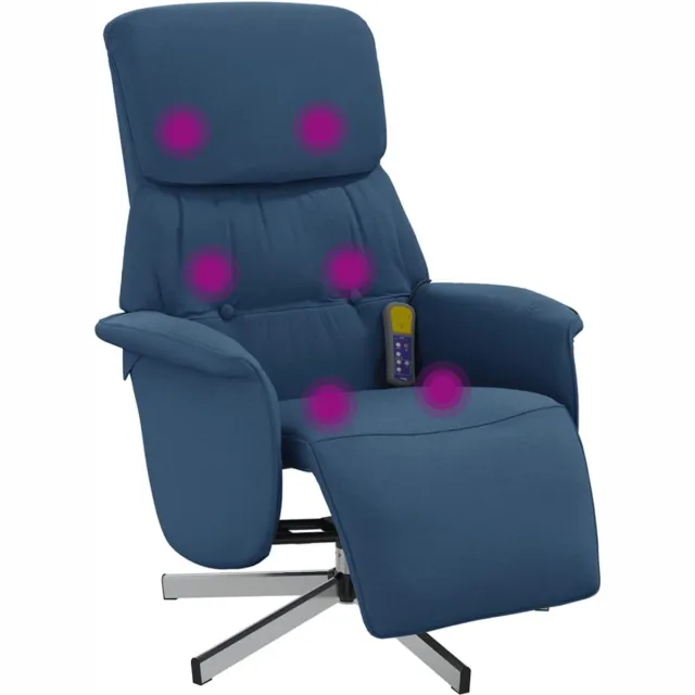 vidaXL Massagestoel - verstelbaar - met - voetensteun - stof - blauw