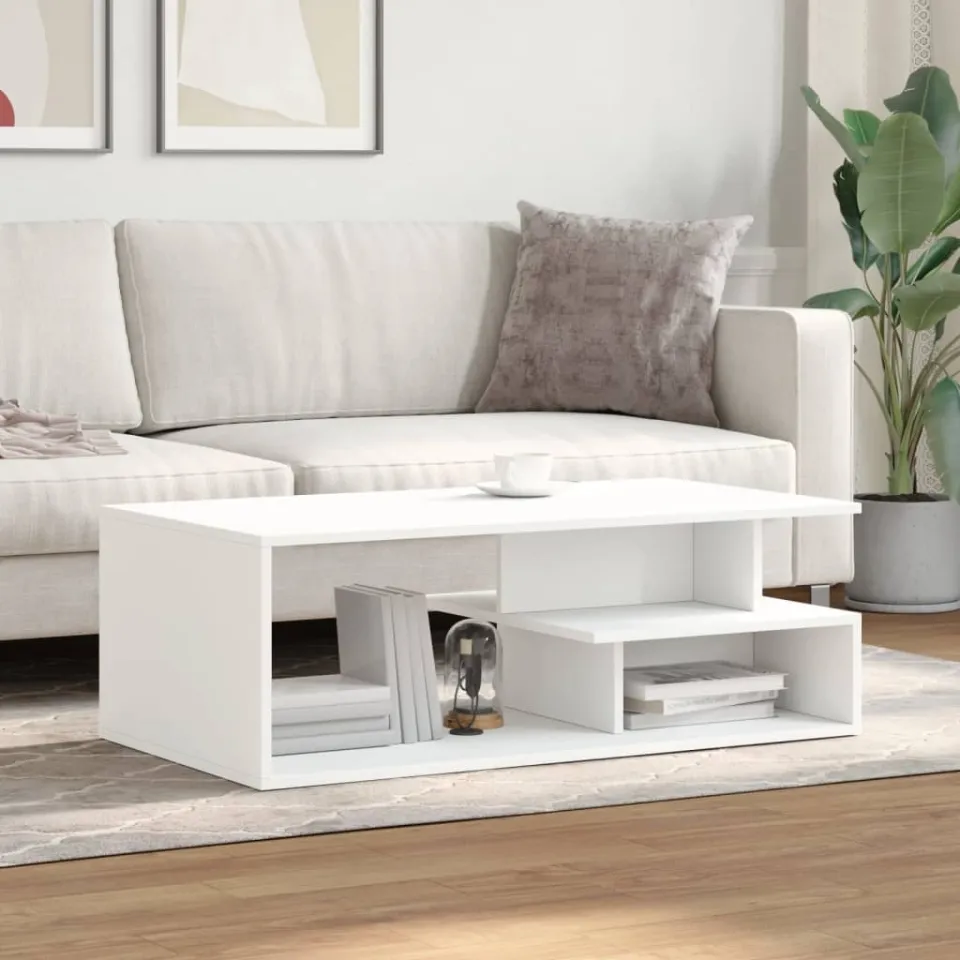 vidaXL Salontafel 102x55x35 cm bewerkt hout wit, foto 3