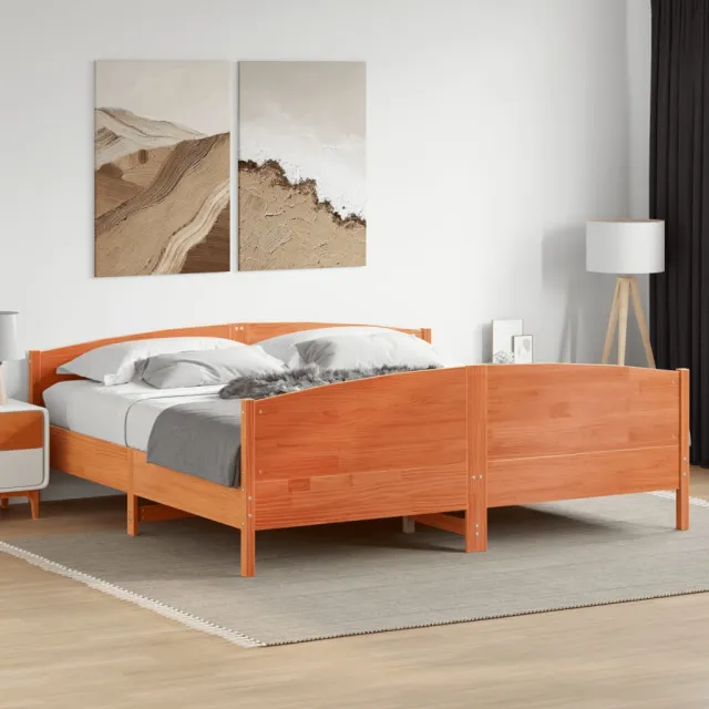 vidaXL Bedframe zonder matras massief grenenhout wasbruin 200x200 cm