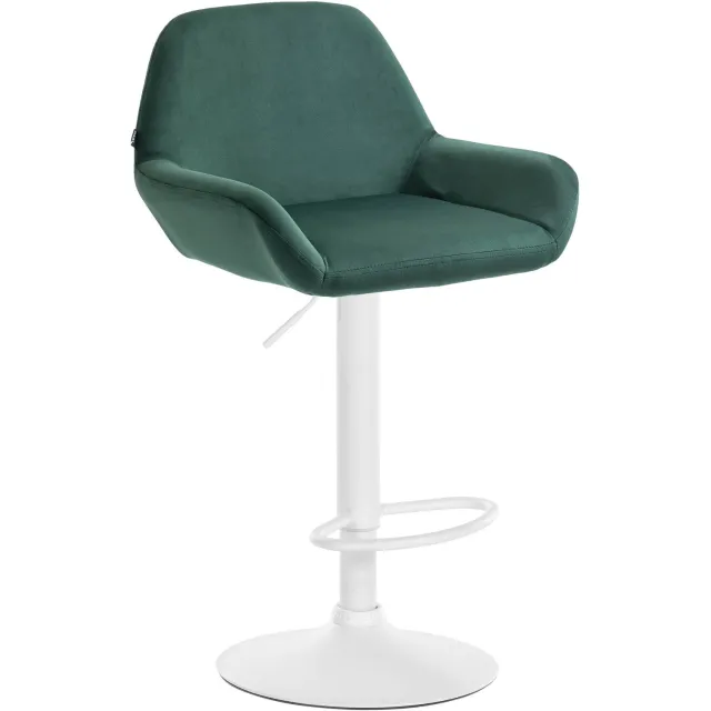 Luxe Comfort Barkruk - Verstelbaar - Fluweel - Donkergroen donkergroen wit