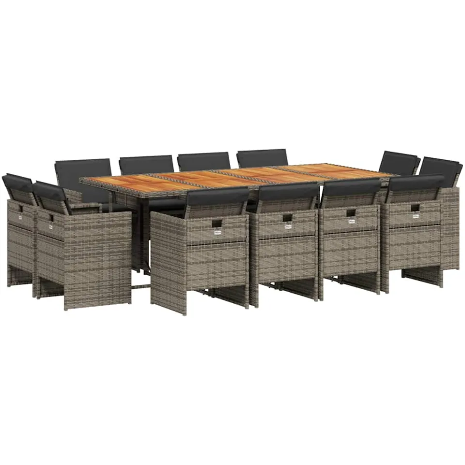vidaXL 13-delige Tuinset met kussens poly rattan grijs, foto 4