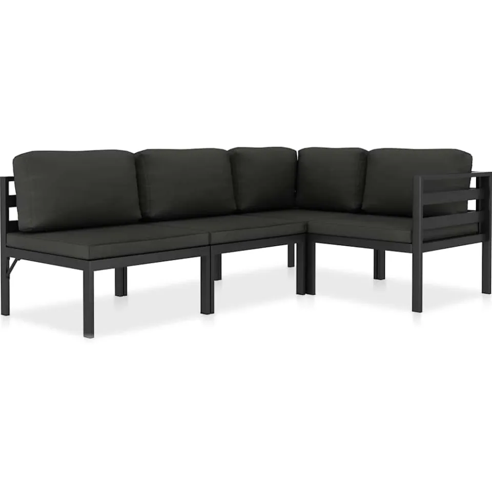 vidaXL 4-delige Loungeset met kussens aluminium antraciet, foto 4