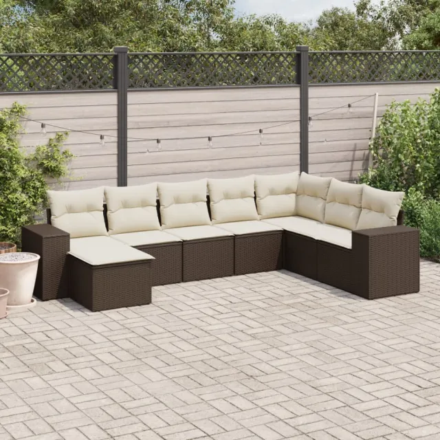 vidaXL 8-delige Loungeset met kussens poly rattan bruin, foto 2