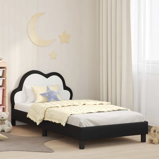 vidaXL Bedframe voor kinderen met hoofdbord Zwart 80 x 200 cm PU
