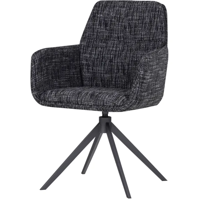 WOOOD Grant eetkamerstoel met armleuning zwart melange black
