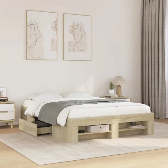 vidaXL Bedframe zonder matras hout sonoma eikenkleurig 140x190 cm Bruin