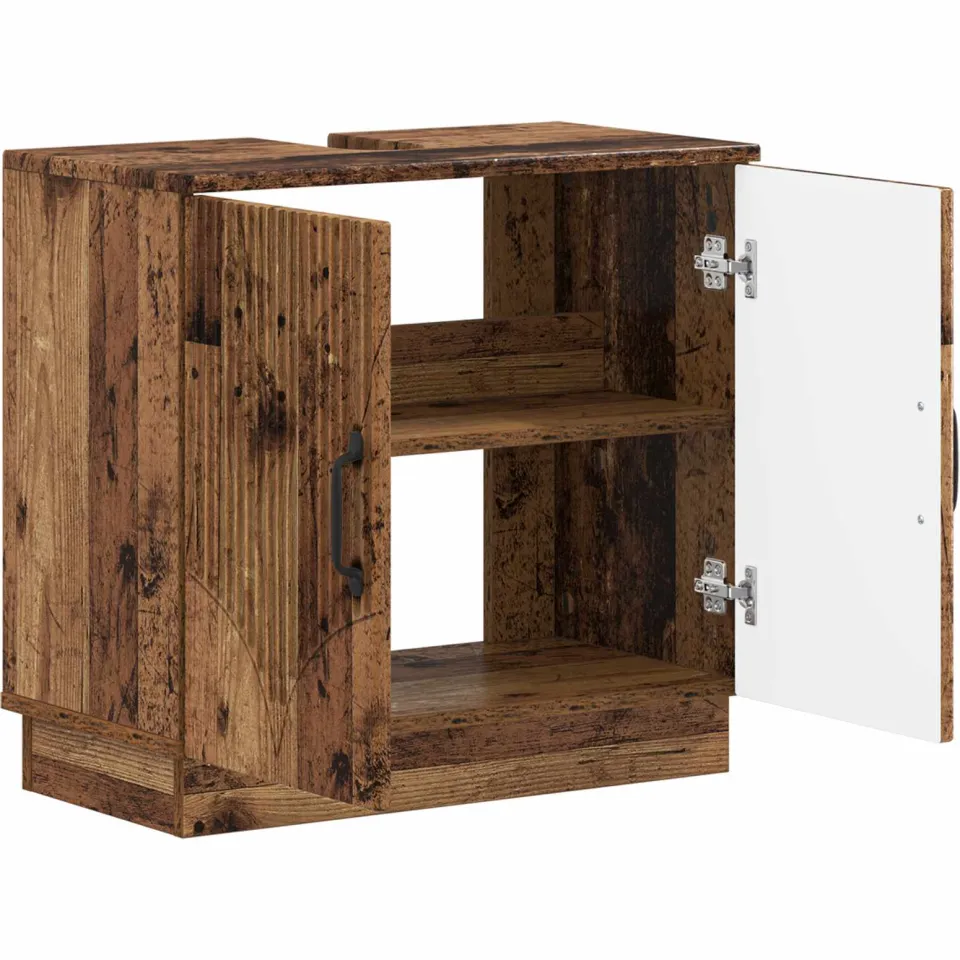 vidaXL Badkamer wastafelkast HOORN Oud hout 59,5 x 31,5 x 56 cm bruin, foto 2