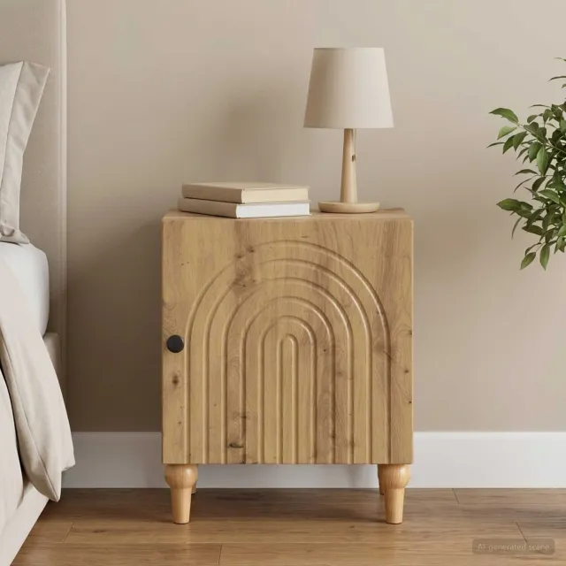 vidaXL Nachtkastje Artisanaal eiken 43 x 34,5 x 50 cm Bewerkt hout, foto 2
