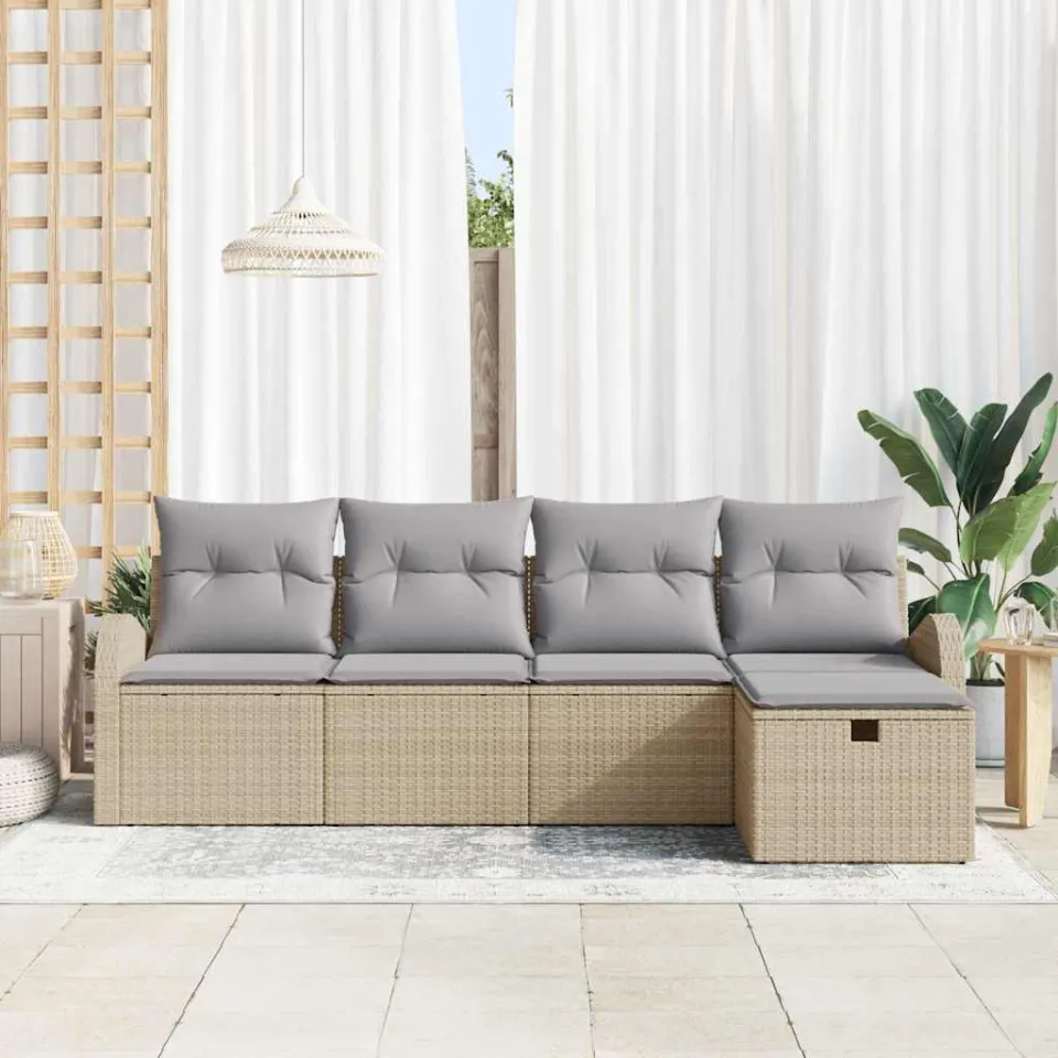 vidaXL Tuin Sofa Set 5 st Poly riet zwart, foto 3