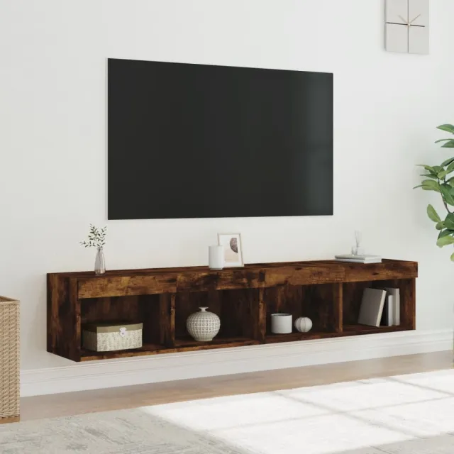 vidaXL Tv-meubels met LED-verlichting 2 st 80x30x30 cm gerookt eiken, foto 2