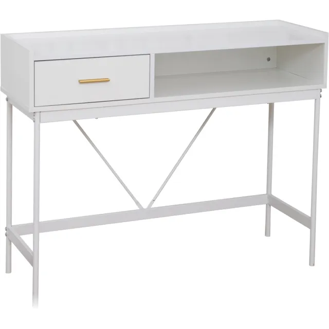 SVITA VALEO consoletafel- smal met plank staande plank haltafel met lade wit