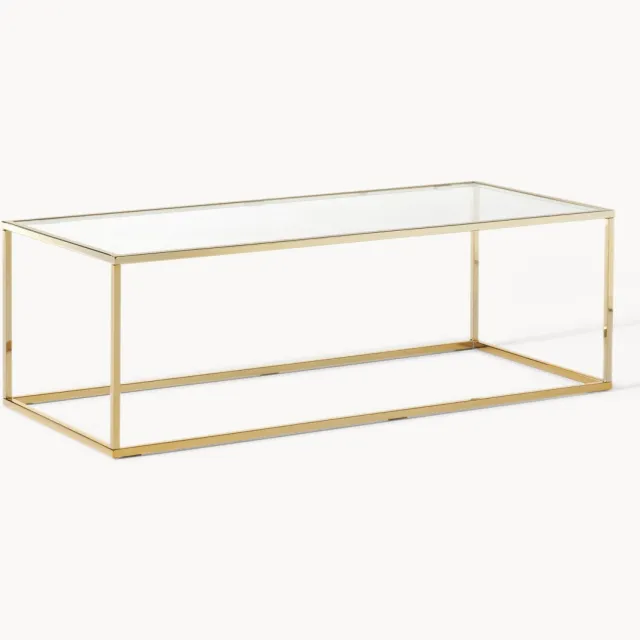 Westwing Collection Salontafel Maya met glazen tafelblad Transparant, Goudkleurig