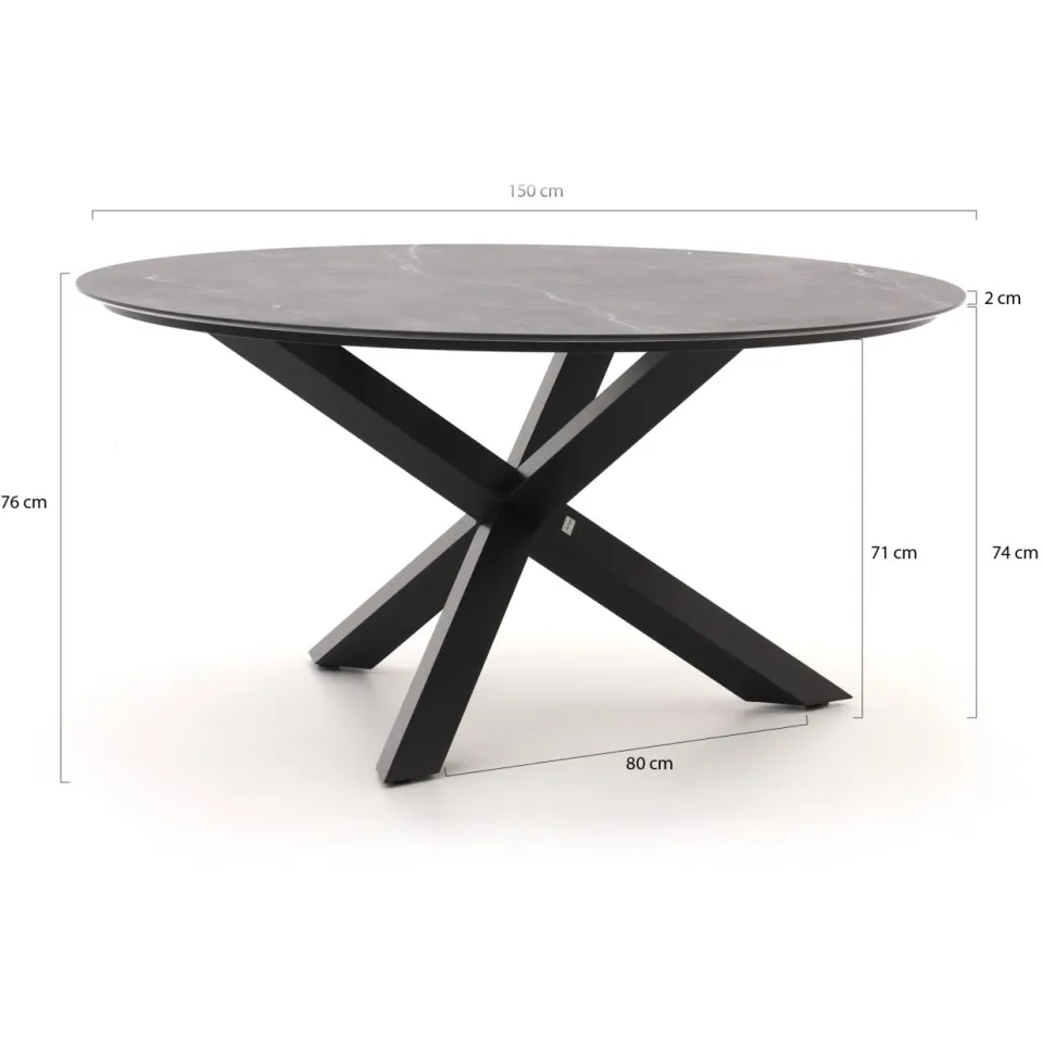Bellagio tuinmeubelen Bellagio Lugo/Lodola ø 150cm dining tuinset 6-delig stapelbaar zwart, foto 3